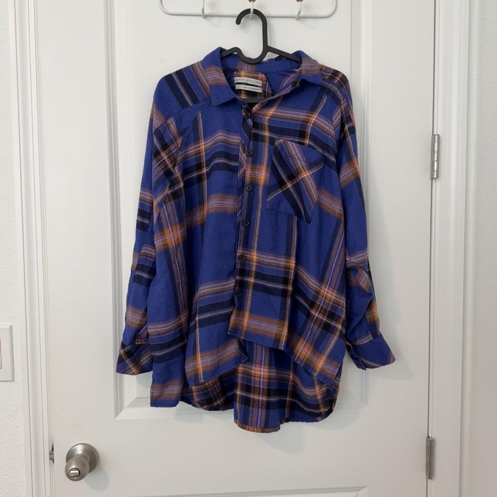 Urban Outfitters Blue and Orange Plaid Button-Down Shirt